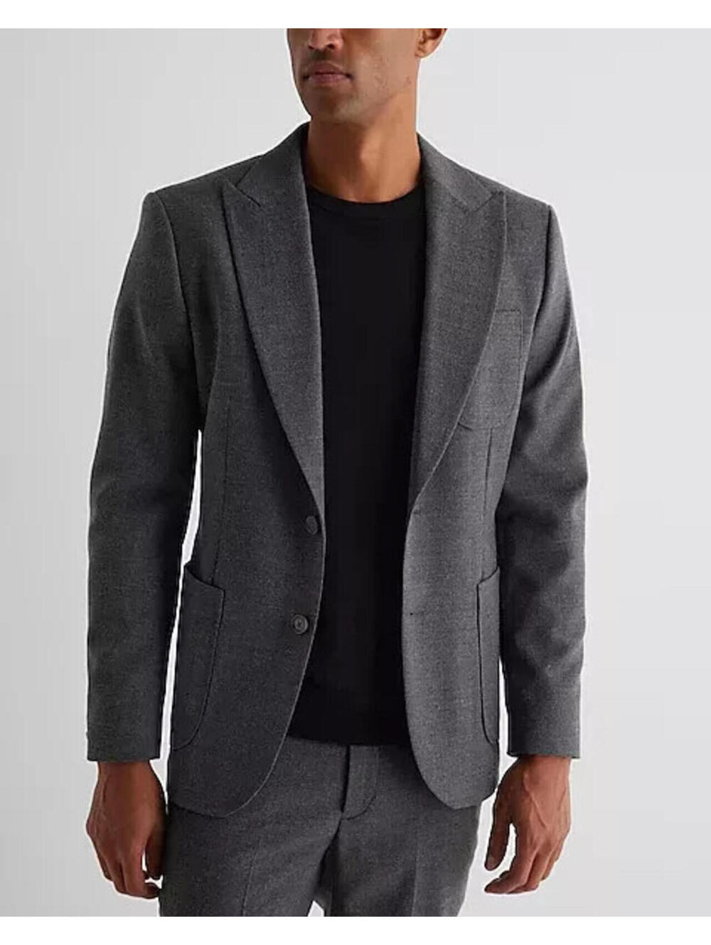 New Express Extra Slim Gray Wool-Blend Flannel Suit Jacket 42S *Retail $298*